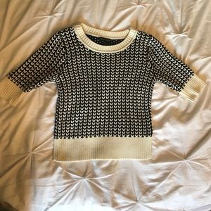 Petite M Black and Cream 3/4 Sleeve Sweater